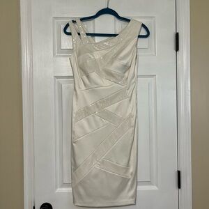 Off-white sequined cocktail dress